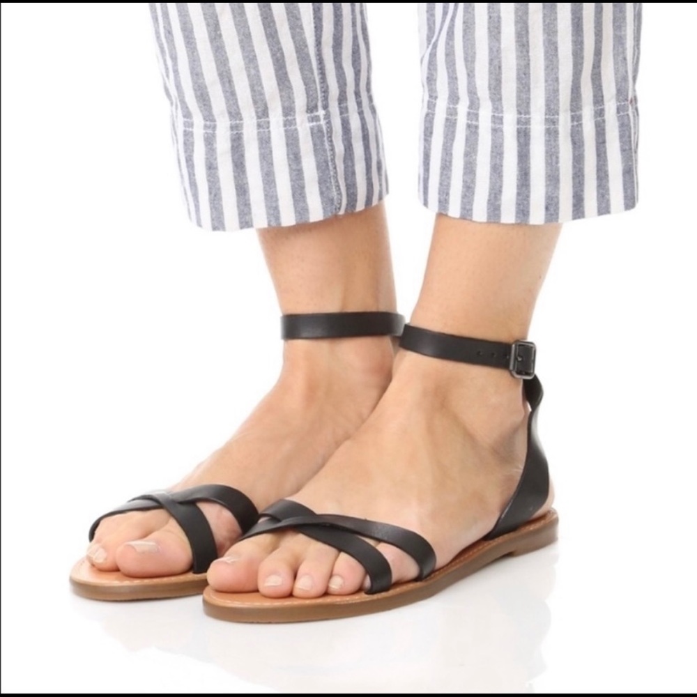 Madewell Black Boardwalk Criss Cross Sandals - 7